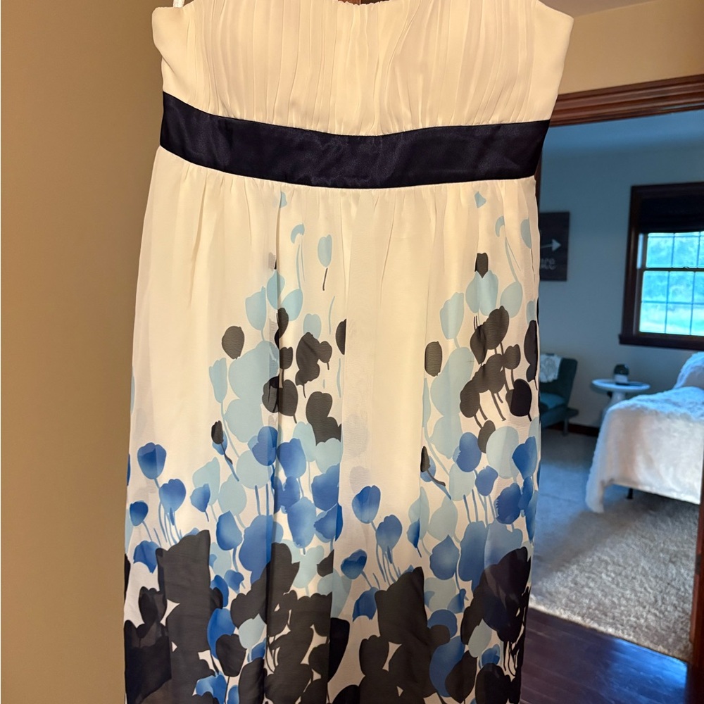 S.L. Fashions Strapless White and Cream A-line Dress